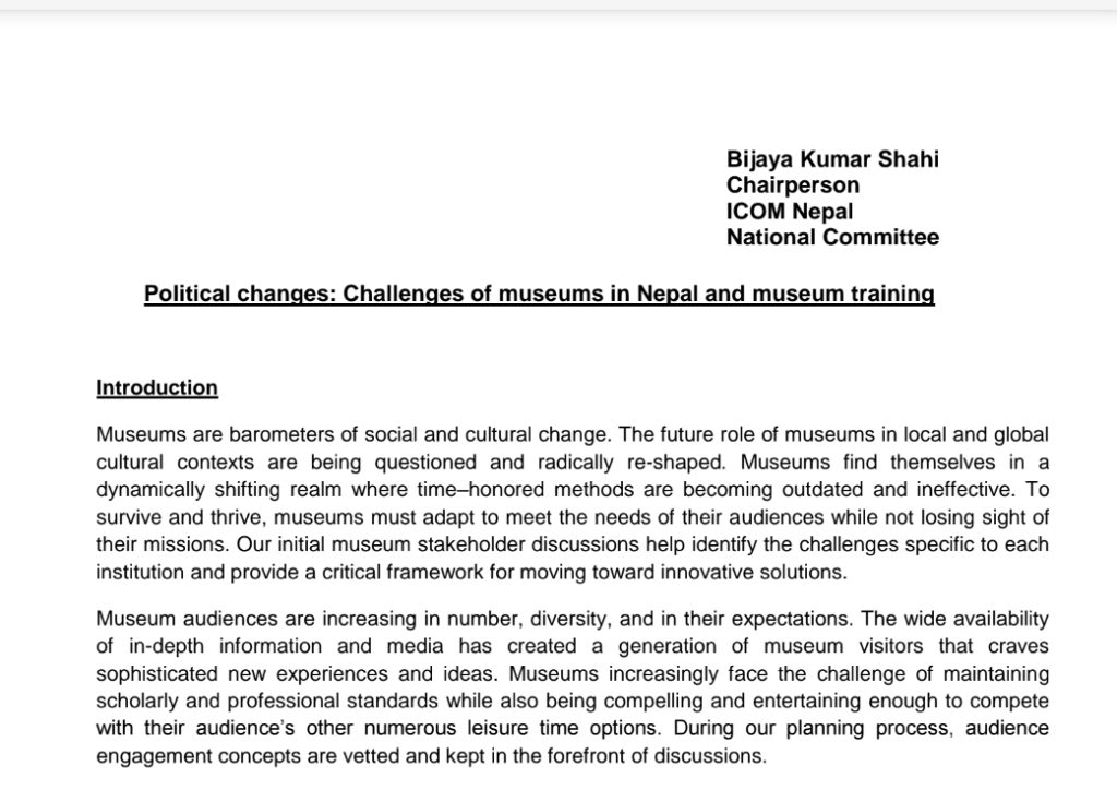 Political Changes & Challenges in Museum in Nepal